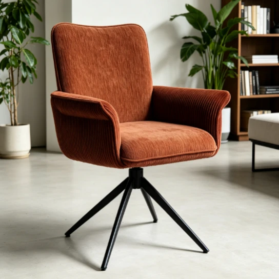 Brick-red Armchair With European Style Dining Chair factory